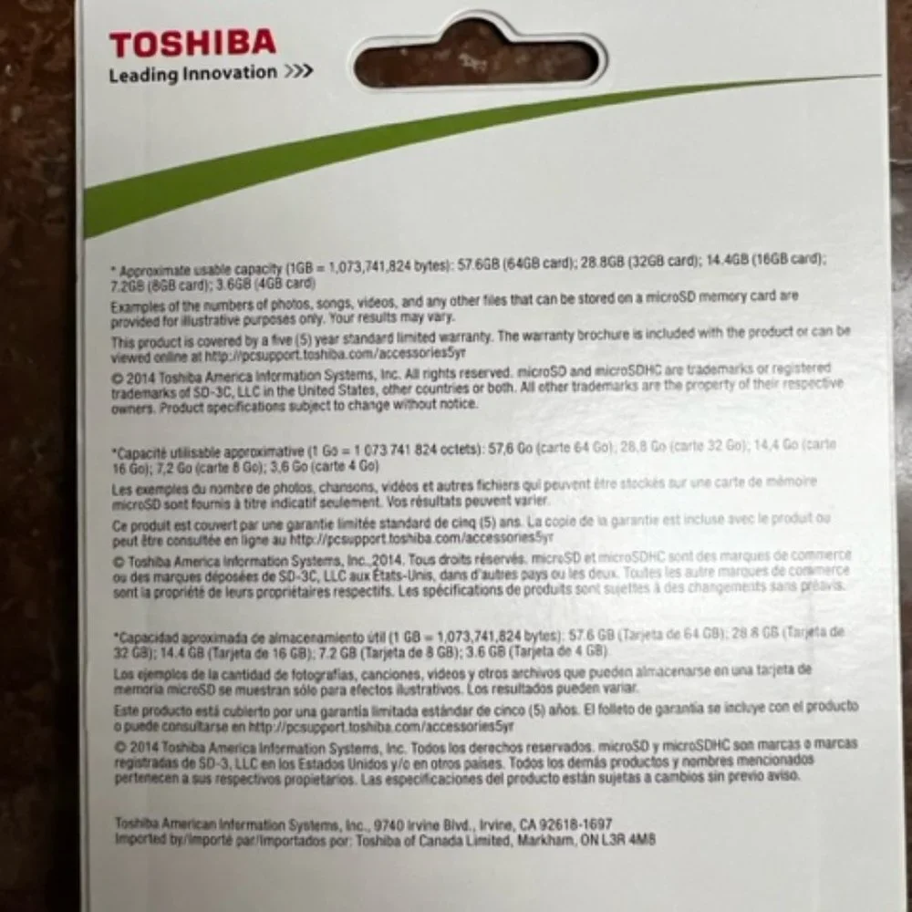 Toshiba 16GB MicroSD Memory Card